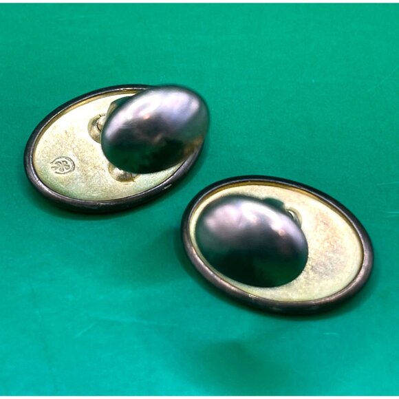 Antique Gold Tone Oval Cufflinks Floral Engraving Monogrammed EB Men Accessory - Picture 4 of 7